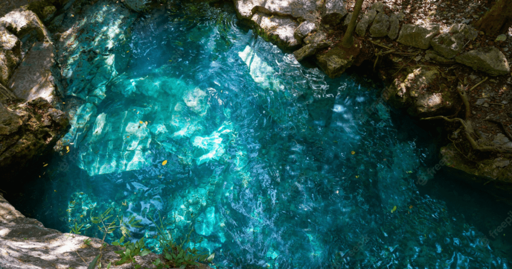 crystal clear blue water well