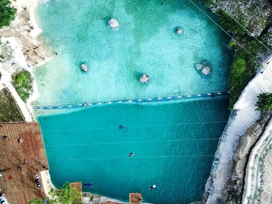 top view of the crystal-clear water bathing resort